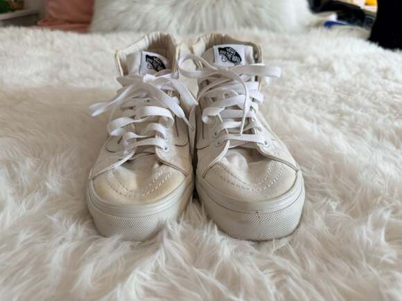 Vans Shoes - Vans Sk8-Hi White Canvas High Top Sneakers Women's Size 7